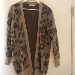 Leopard print sweater cardigan